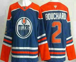 Men%27s Edmonton Oilers #2 Evan Bouchard Blue Authentic Jersey